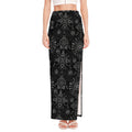 Black And White Wiccan Mystic Print High Slit Maxi Skirt