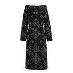 Black And White Wiccan Mystic Print Hooded Bathrobe