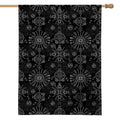 Black And White Wiccan Mystic Print House Flag