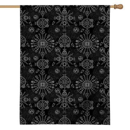 Black And White Wiccan Mystic Print House Flag