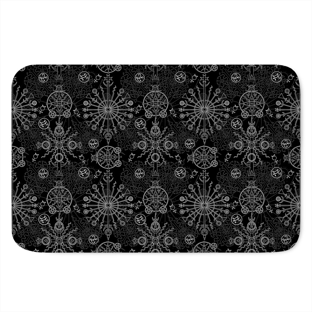 Black And White Wiccan Mystic Print Indoor Door Mat