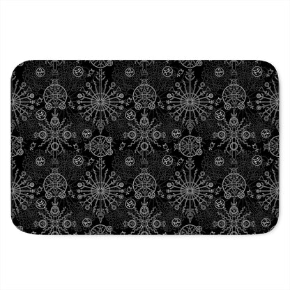 Black And White Wiccan Mystic Print Indoor Door Mat