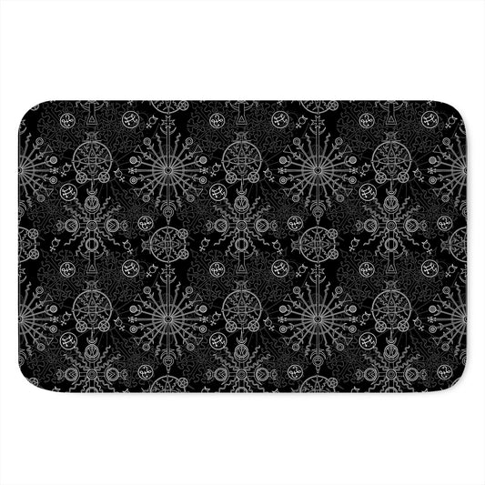 Black And White Wiccan Mystic Print Indoor Door Mat