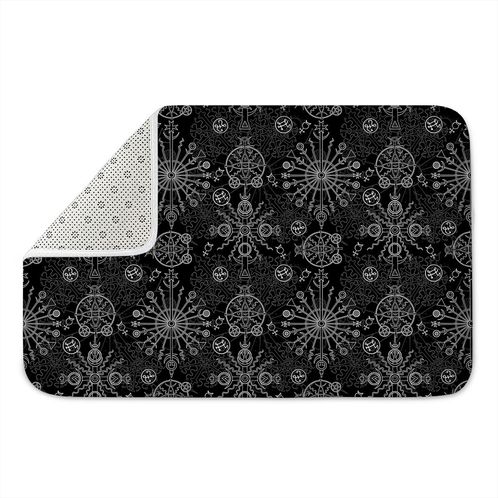Black And White Wiccan Mystic Print Indoor Door Mat