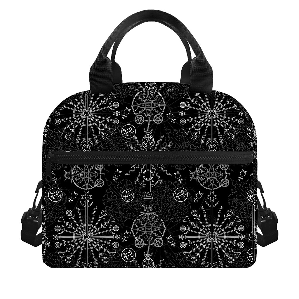 Black And White Wiccan Mystic Print Insulated Lunch Bag