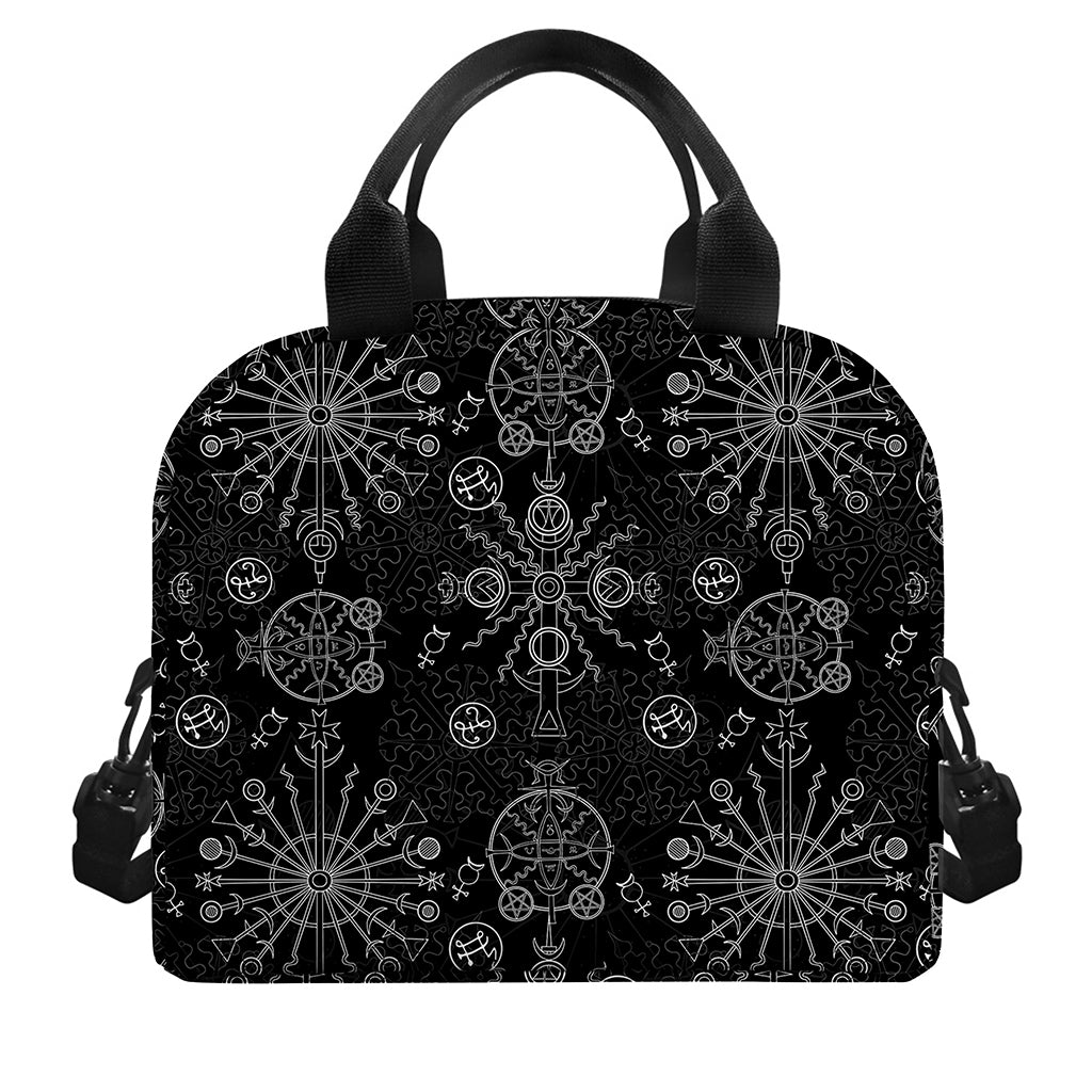 Black And White Wiccan Mystic Print Insulated Lunch Bag