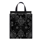 Black And White Wiccan Mystic Print Insulated Lunch Tote