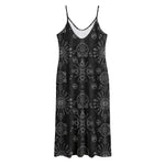 Black And White Wiccan Mystic Print Jersey Midi Cami Dress