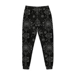Black And White Wiccan Mystic Print Jogger Pants