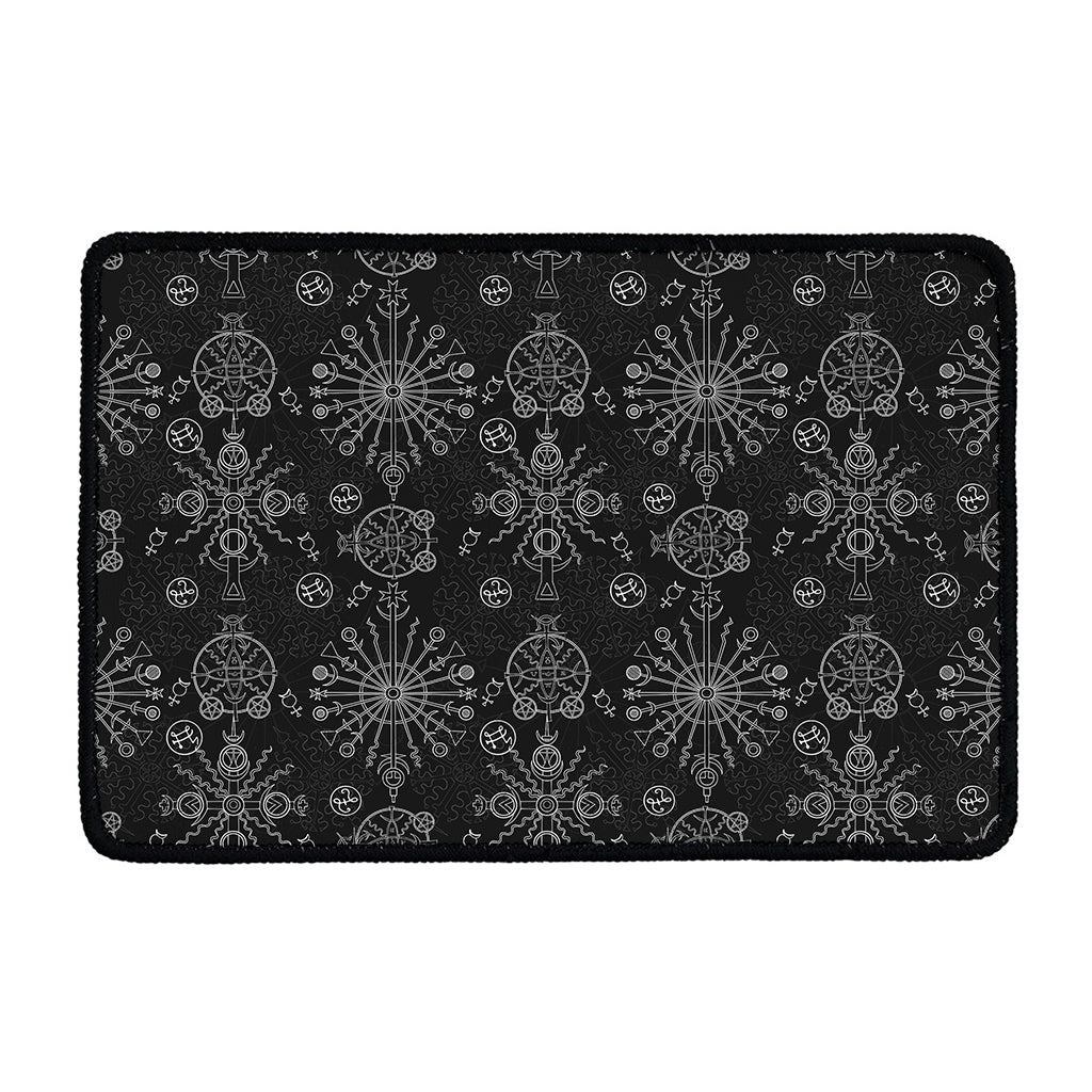 Black And White Wiccan Mystic Print Kitchen Mat