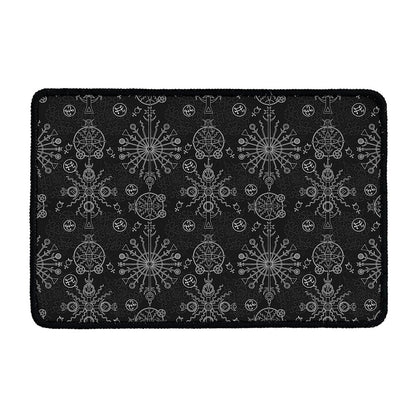 Black And White Wiccan Mystic Print Kitchen Mat