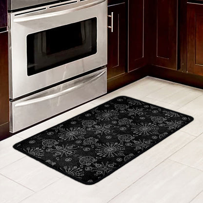 Black And White Wiccan Mystic Print Kitchen Mat