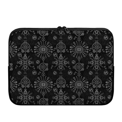 Black And White Wiccan Mystic Print Laptop Sleeve