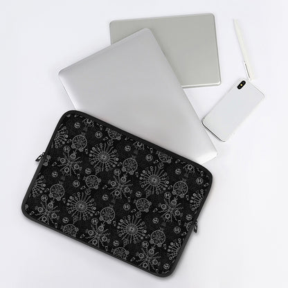 Black And White Wiccan Mystic Print Laptop Sleeve