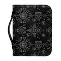 Black And White Wiccan Mystic Print Leather Bible Cover
