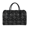 Black And White Wiccan Mystic Print Leather Duffel Bag