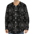 Black And White Wiccan Mystic Print Long Sleeve Baseball Jersey
