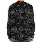 Black And White Wiccan Mystic Print Long Sleeve Baseball Jersey