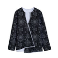 Black And White Wiccan Mystic Print Long Sleeve Short Coat