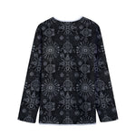 Black And White Wiccan Mystic Print Long Sleeve Short Coat