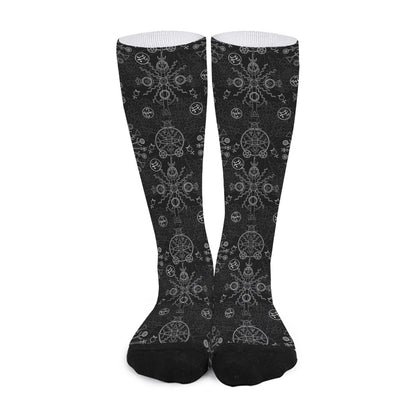 Black And White Wiccan Mystic Print Long Socks