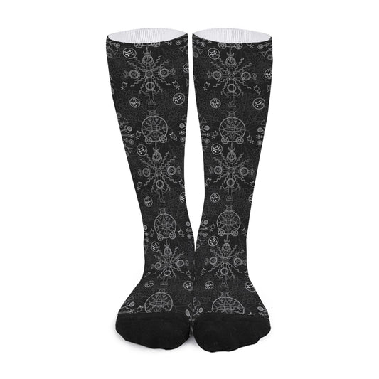 Black And White Wiccan Mystic Print Long Socks