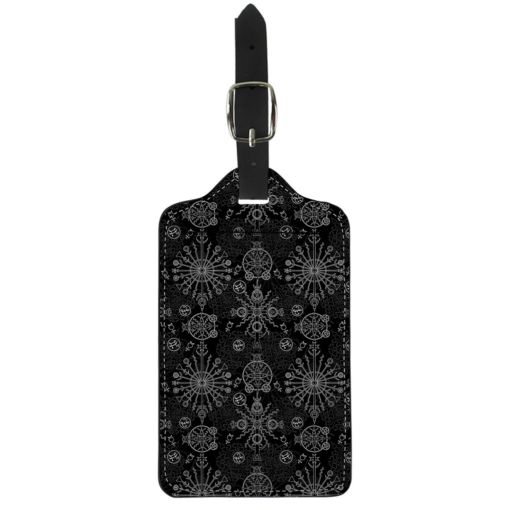 Black And White Wiccan Mystic Print Luggage Tag