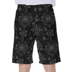 Black And White Wiccan Mystic Print Men's Beach Shorts