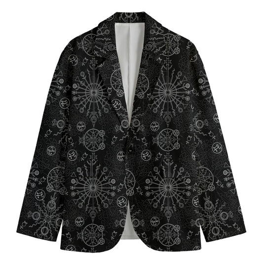 Black And White Wiccan Mystic Print Men's Blazer