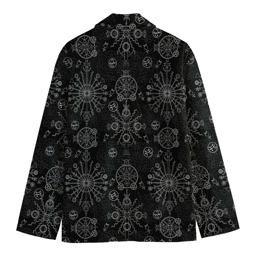 Black And White Wiccan Mystic Print Men's Blazer