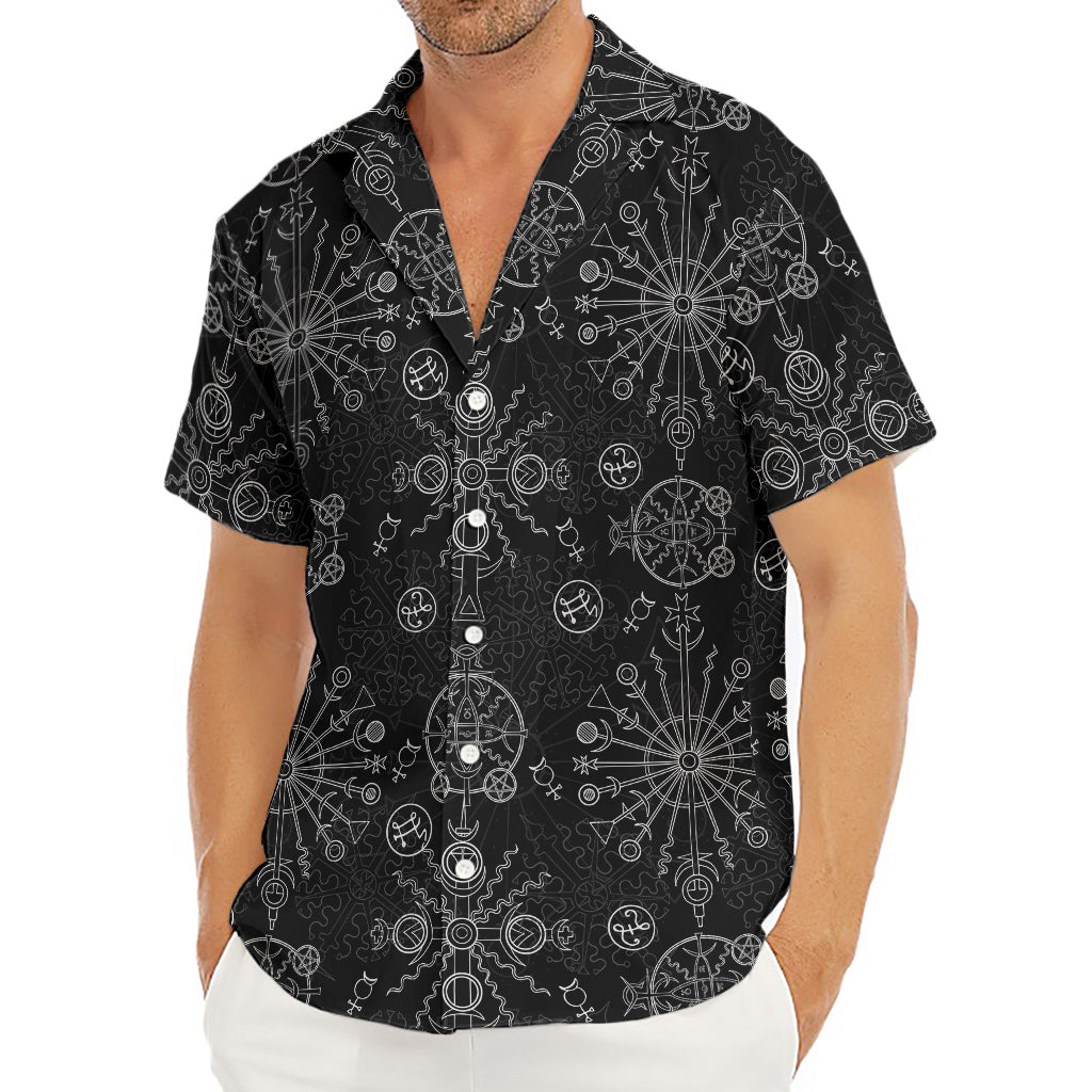 Black And White Wiccan Mystic Print Men's Deep V-Neck Shirt