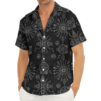 Black And White Wiccan Mystic Print Men's Deep V-Neck Shirt