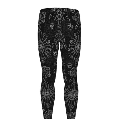 Black And White Wiccan Mystic Print Men's leggings