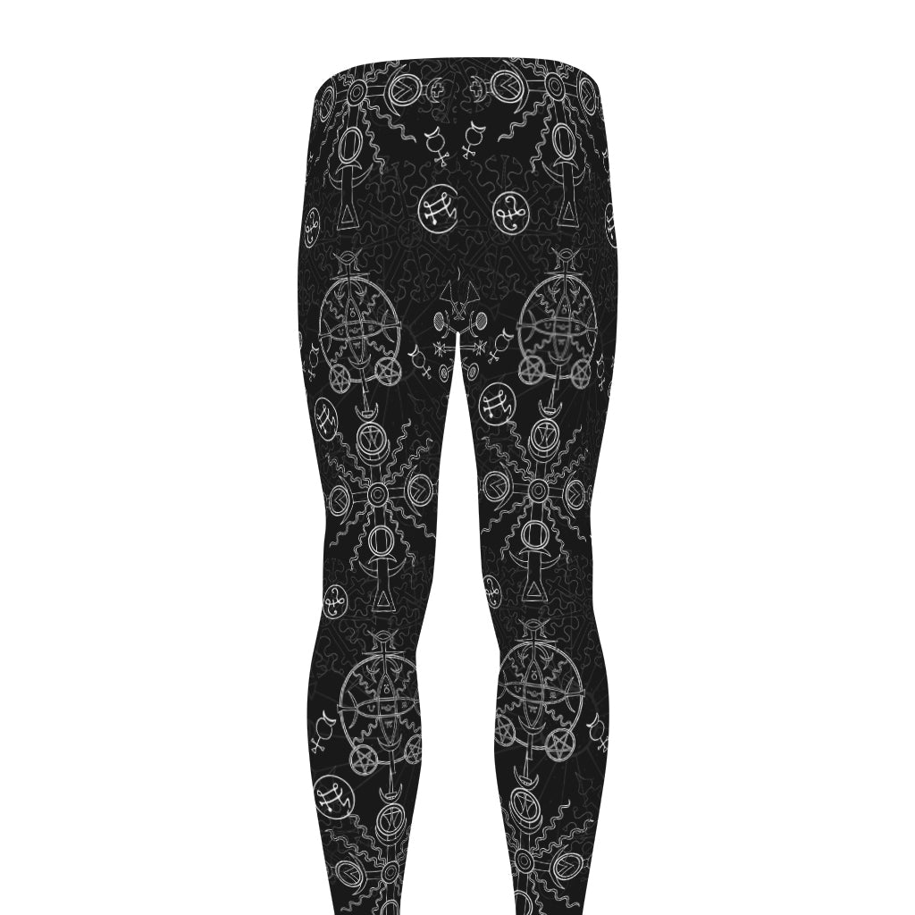 Black And White Wiccan Mystic Print Men's leggings