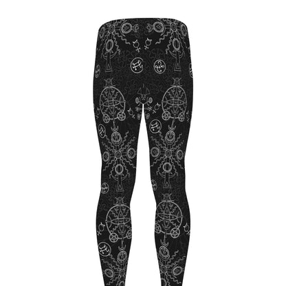 Black And White Wiccan Mystic Print Men's leggings