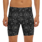 Black And White Wiccan Mystic Print Men's Long Boxer Briefs