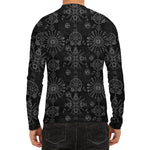 Black And White Wiccan Mystic Print Men's Long Sleeve Rash Guard