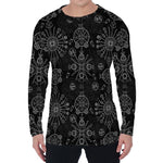 Black And White Wiccan Mystic Print Men's Long Sleeve T-Shirt