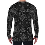 Black And White Wiccan Mystic Print Men's Long Sleeve T-Shirt