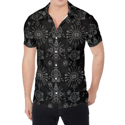 Black And White Wiccan Mystic Print Men's Shirt