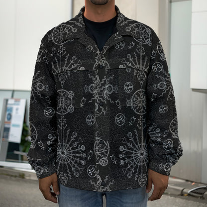 Black And White Wiccan Mystic Print Men's Shirt Jacket