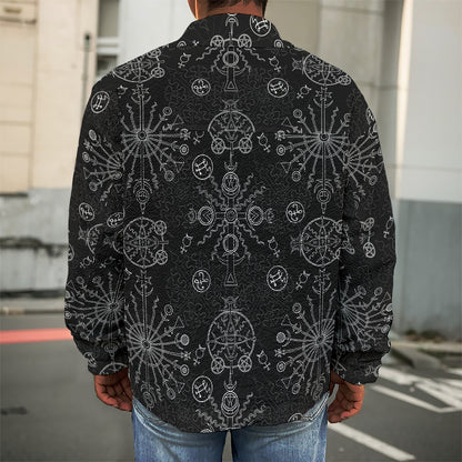 Black And White Wiccan Mystic Print Men's Shirt Jacket