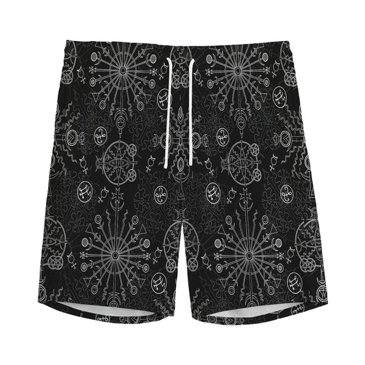 Black And White Wiccan Mystic Print Men's Sports Shorts