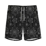 Black And White Wiccan Mystic Print Men's Sports Shorts
