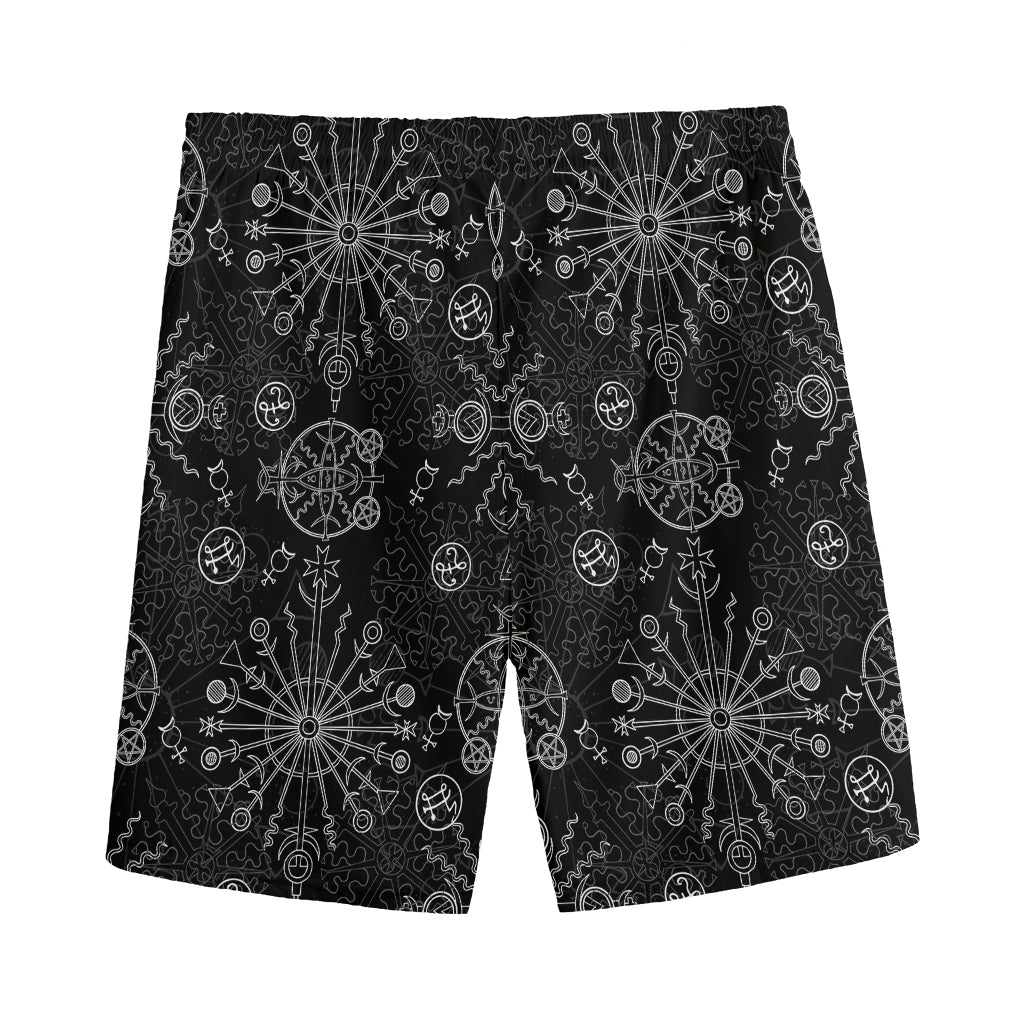 Black And White Wiccan Mystic Print Men's Sports Shorts
