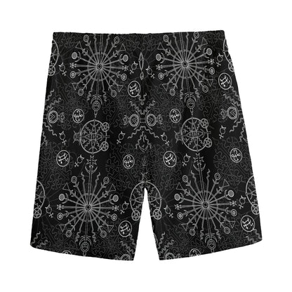 Black And White Wiccan Mystic Print Men's Sports Shorts