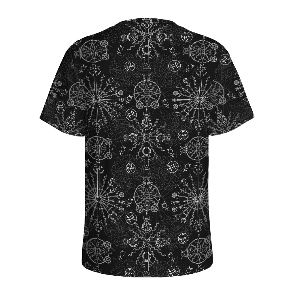 Black And White Wiccan Mystic Print Men's Sports T-Shirt