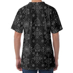Black And White Wiccan Mystic Print Men's Velvet T-Shirt