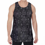 Black And White Wiccan Mystic Print Men's Velvet Tank Top