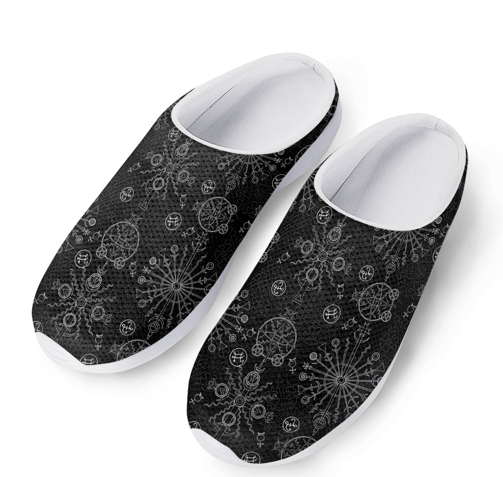 Black And White Wiccan Mystic Print Mesh Casual Shoes